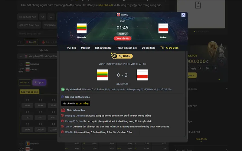 Dự đoán kết quả AI Lithuania vs Ba Lan 01h45 ngày 13/10/2025